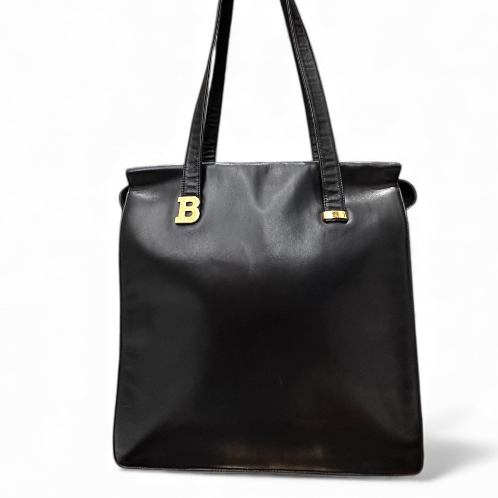 Bally Vintage Italian Calfskin Tote with Gold B Hardware – Made in Italy 86–90